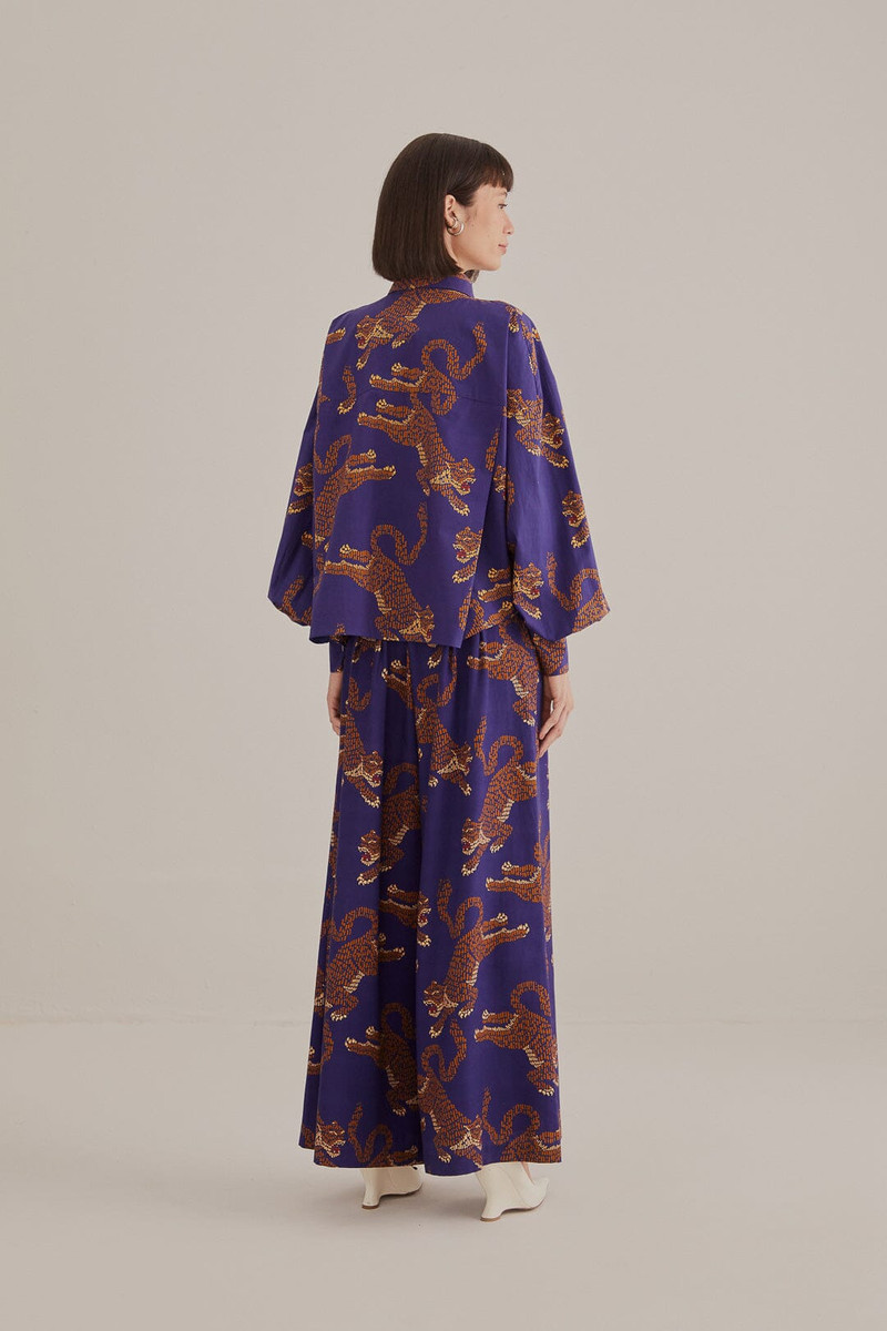 Navy Blue Leopards Tailored Pants 4