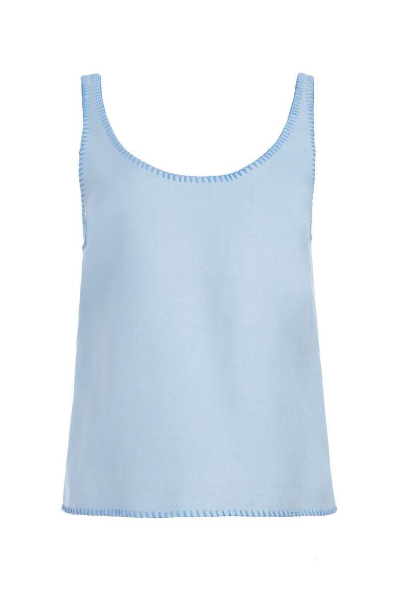Muriel Tank Top in Stone Blue Silk Virgin Wool - 1