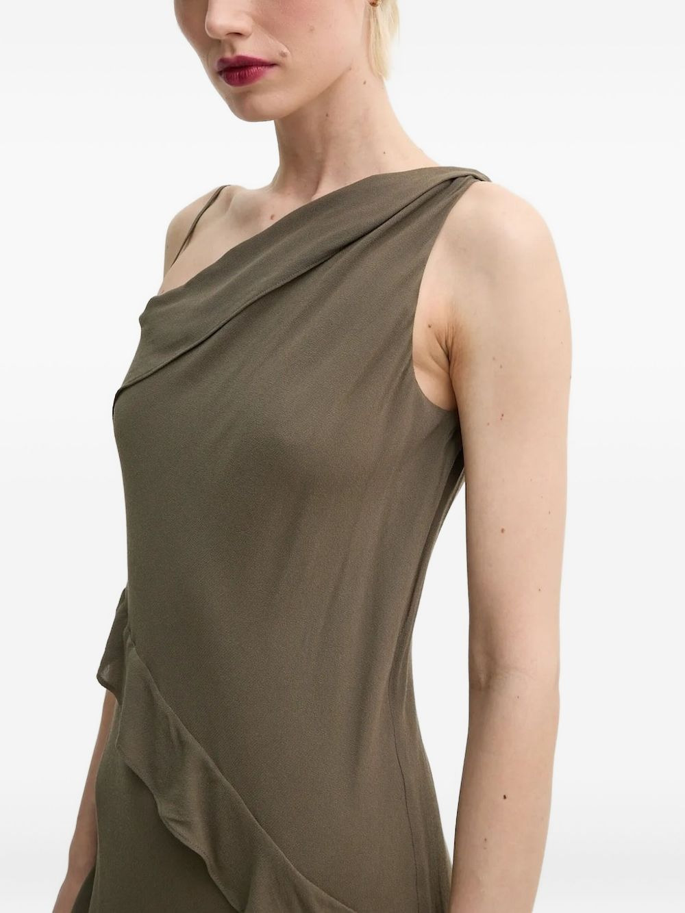 asymmetric ruffle midi dress - 5