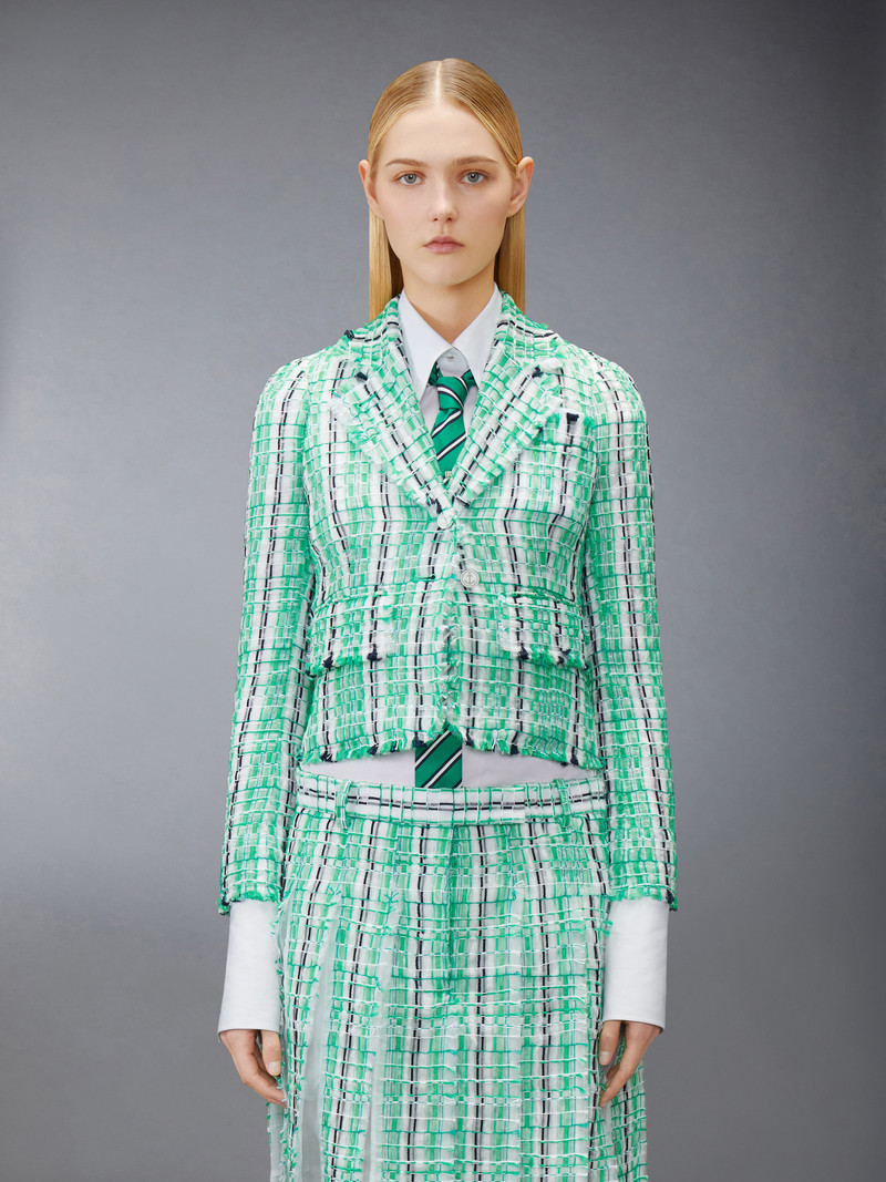 Thom Browne STRIPED SHEER TWEED CROPPED JACKET outlook