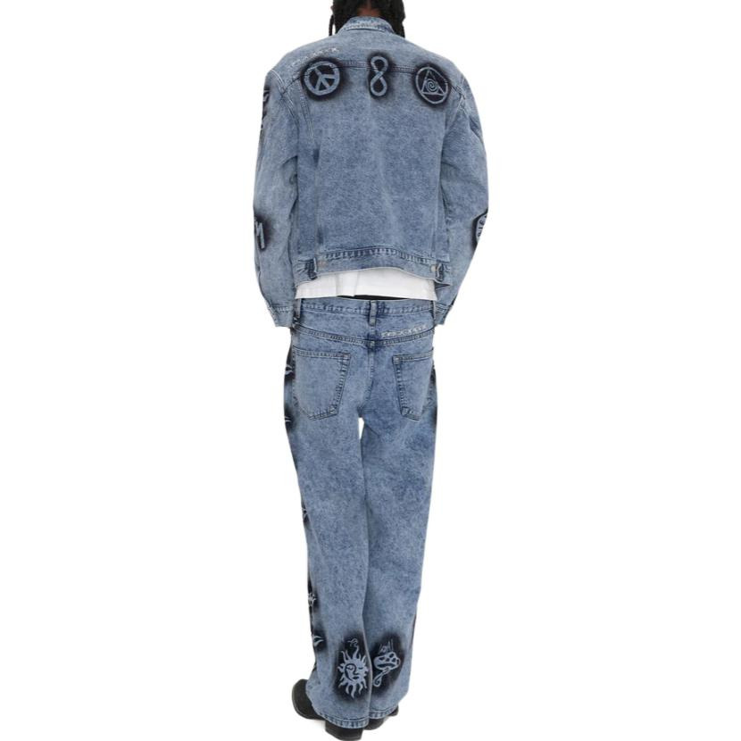 Stussy x Dries Van Noten Hand-Stencilled Denim Jacket 'Washed Blue' 315294 - 4