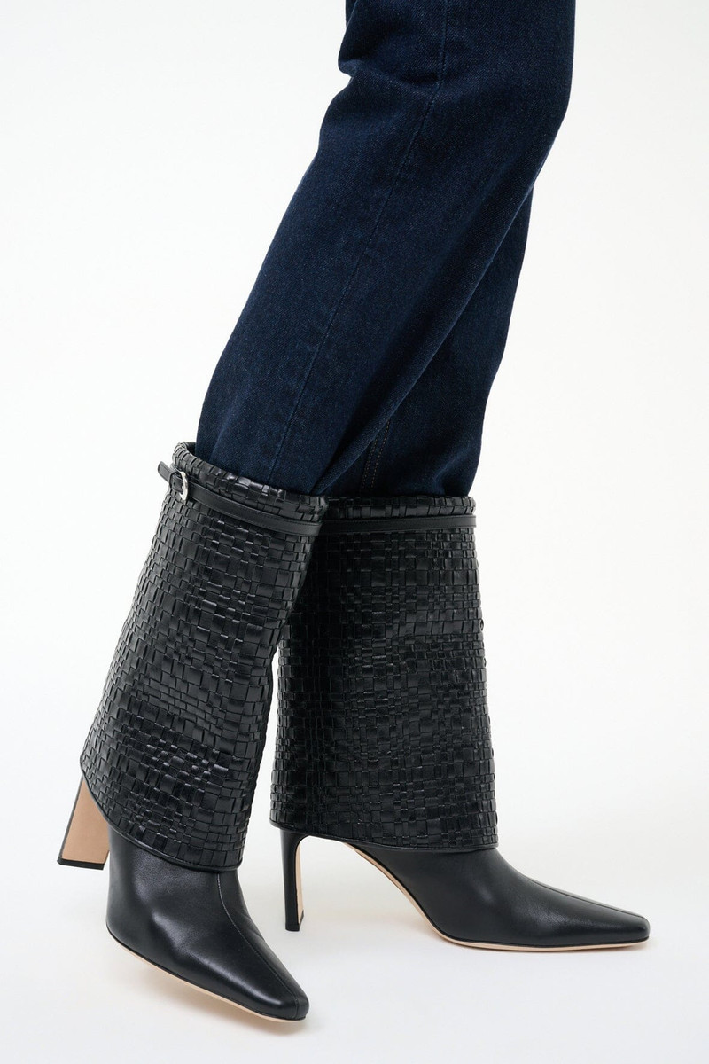 STAUD STAUD WALLY HANDWOVEN FOLDOVER MID CALF BOOT BLACK WOVEN outlook