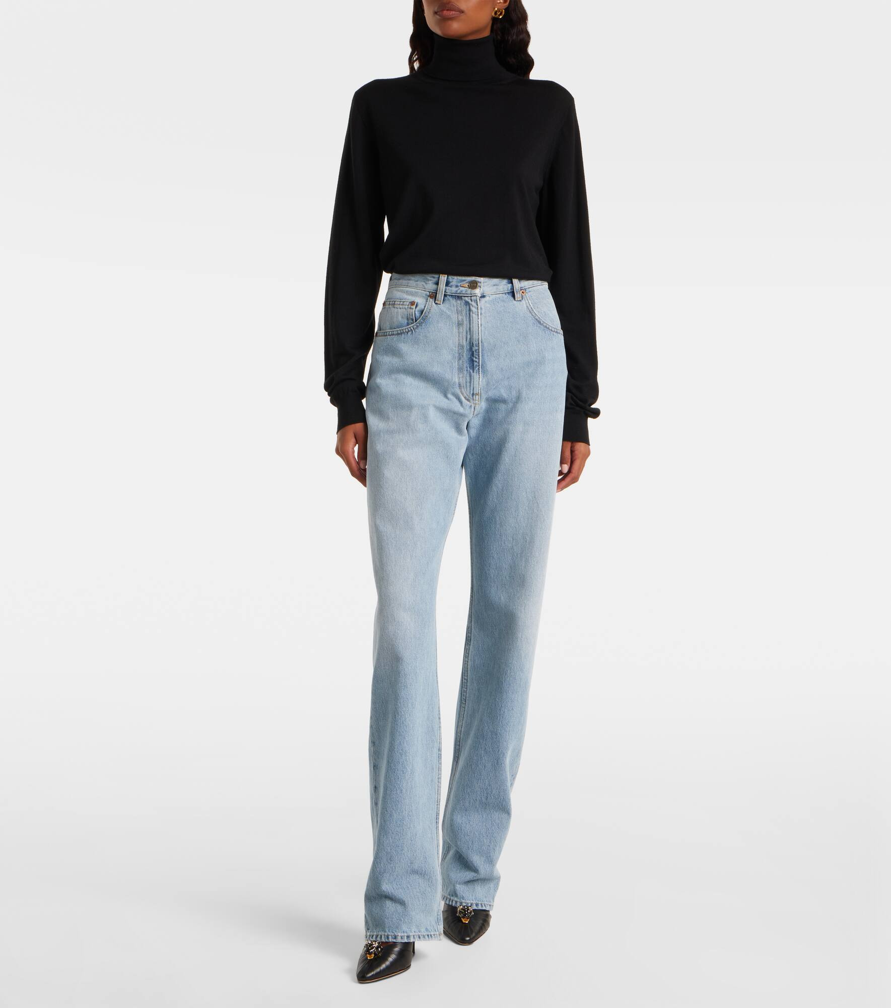 Mid-rise wide-leg jeans - 6