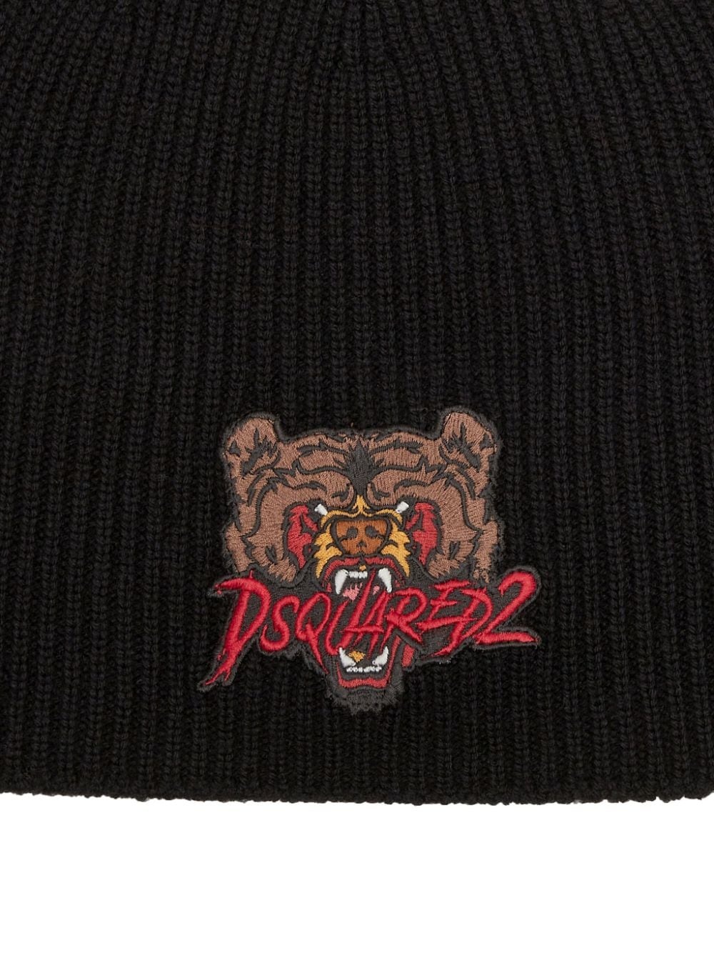 bear-appliqué wool beanie - 3
