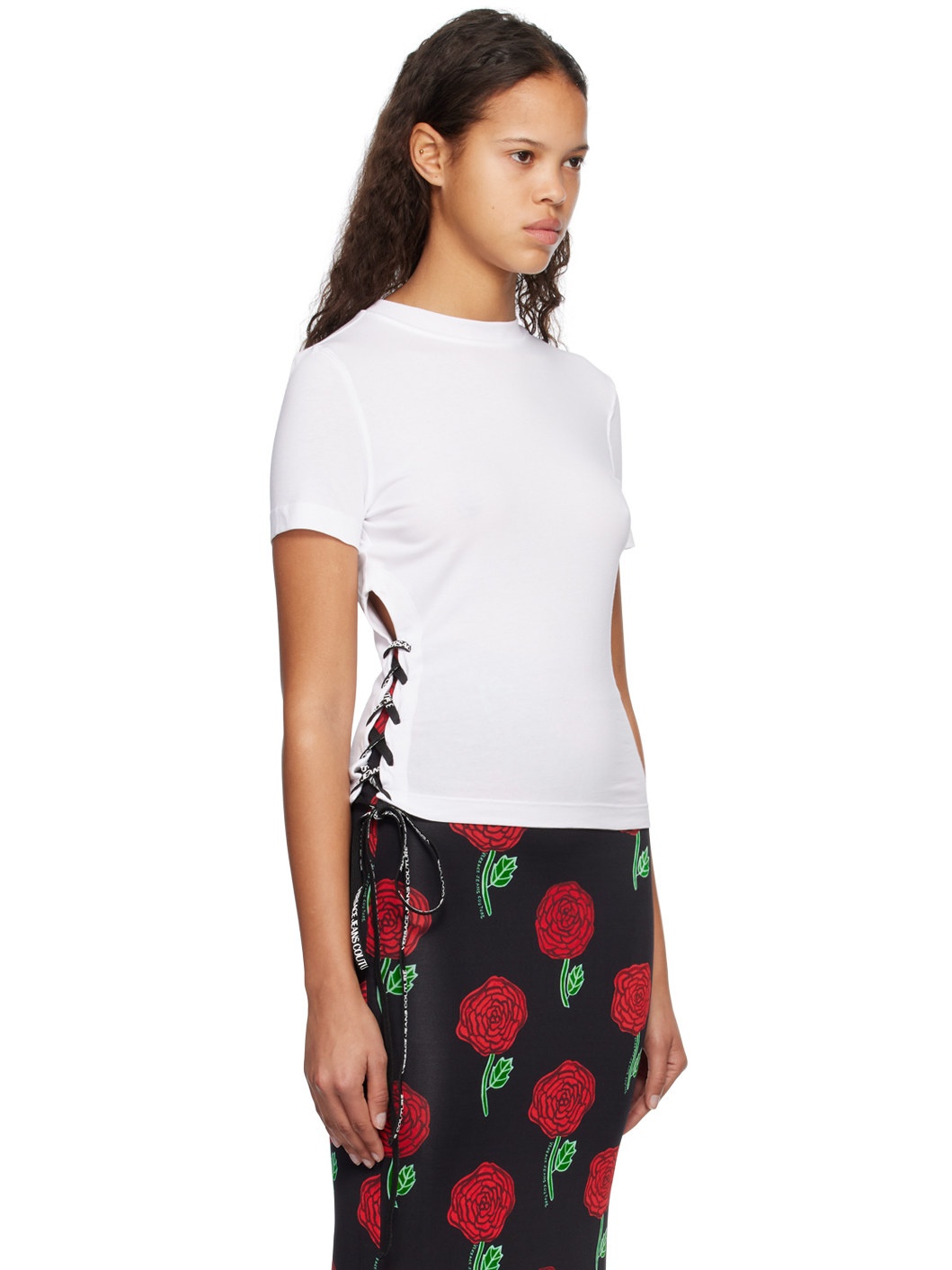 White Lace-Up T-Shirt - 2