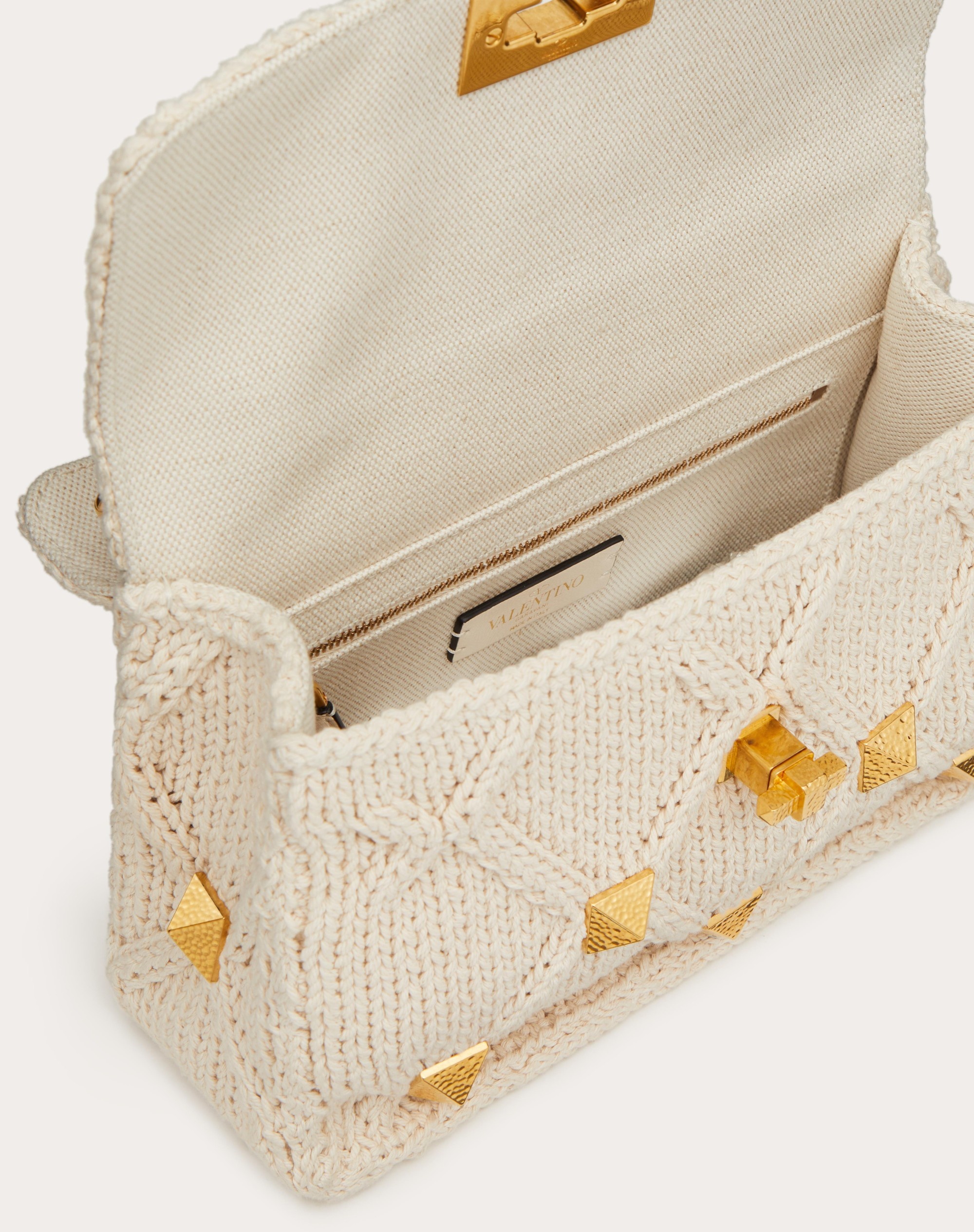 MEDIUM KNITTED ROMAN STUD THE SHOULDER BAG WITH CHAIN - 4