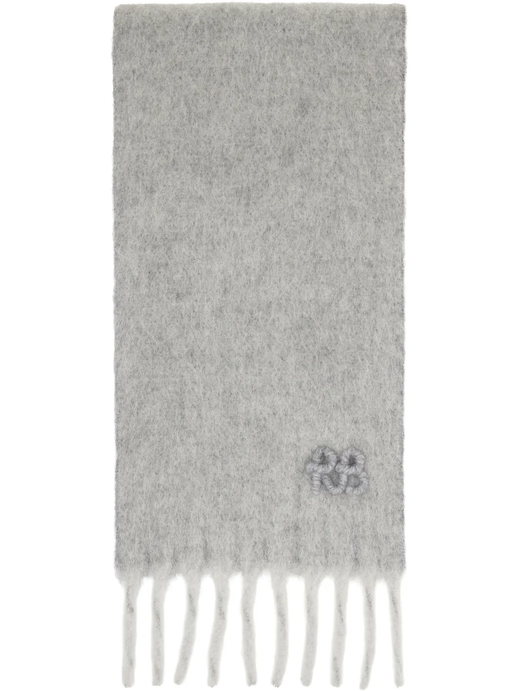Gray Fringed Alpaca-Blend Mid Scarf - 1