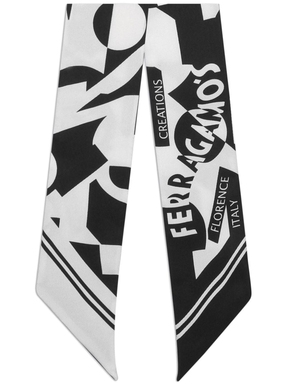 logo-print silk scarf - 1