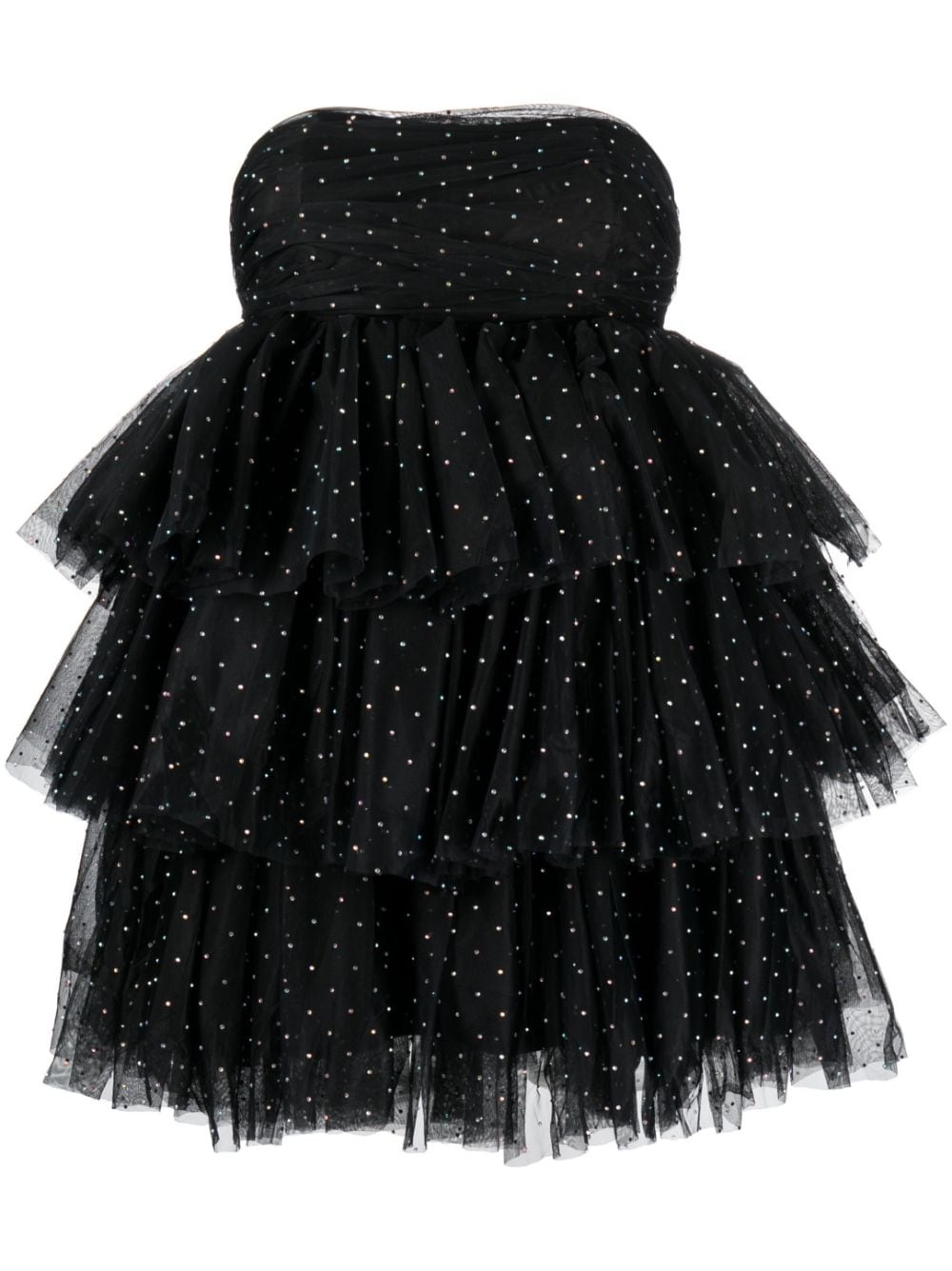 crystal-embellished ruffle minidress - 1