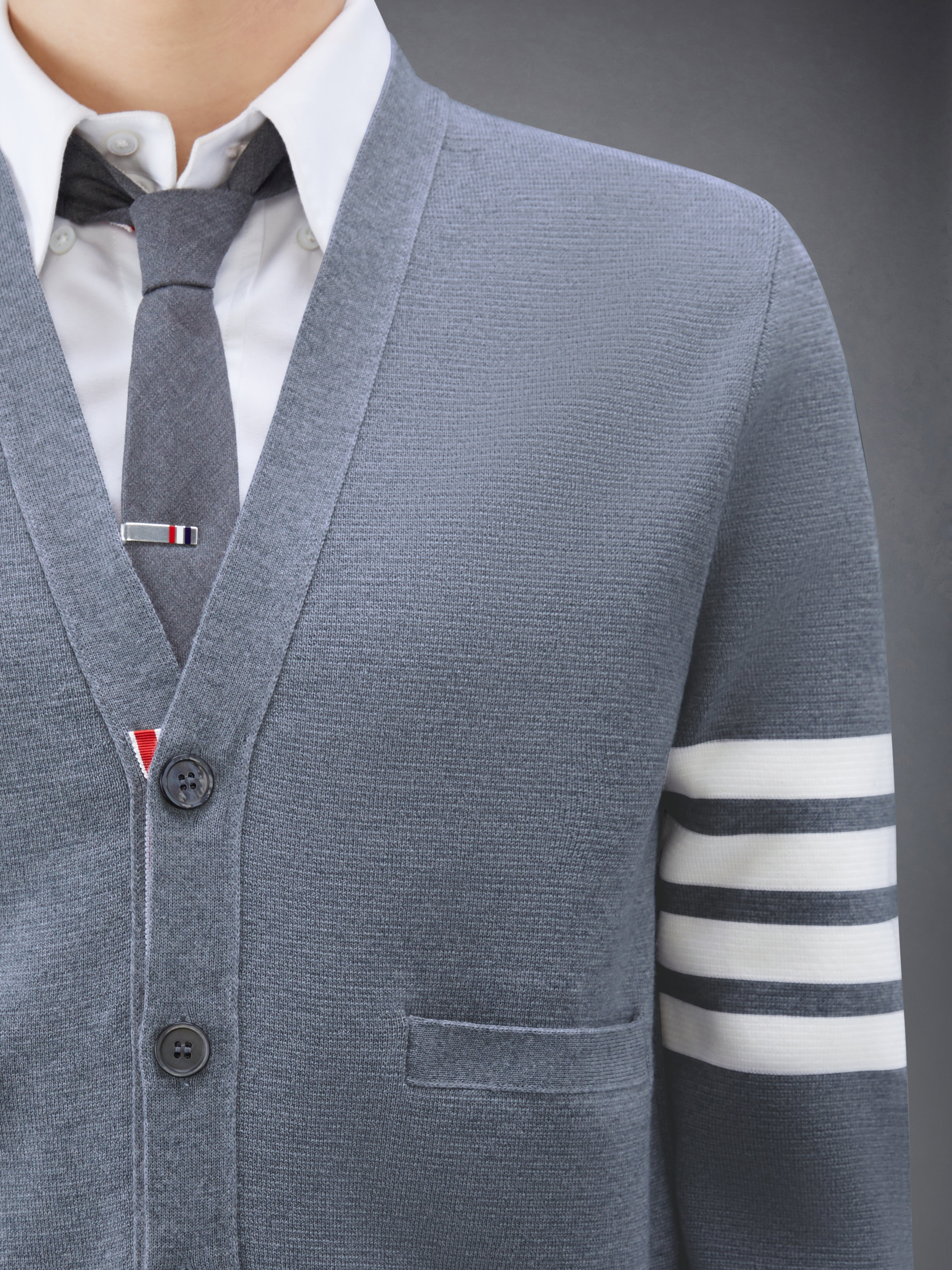 MILANO STITCH CARDIGAN W/ 4BAR IN FINE MERINO WOOL - 6
