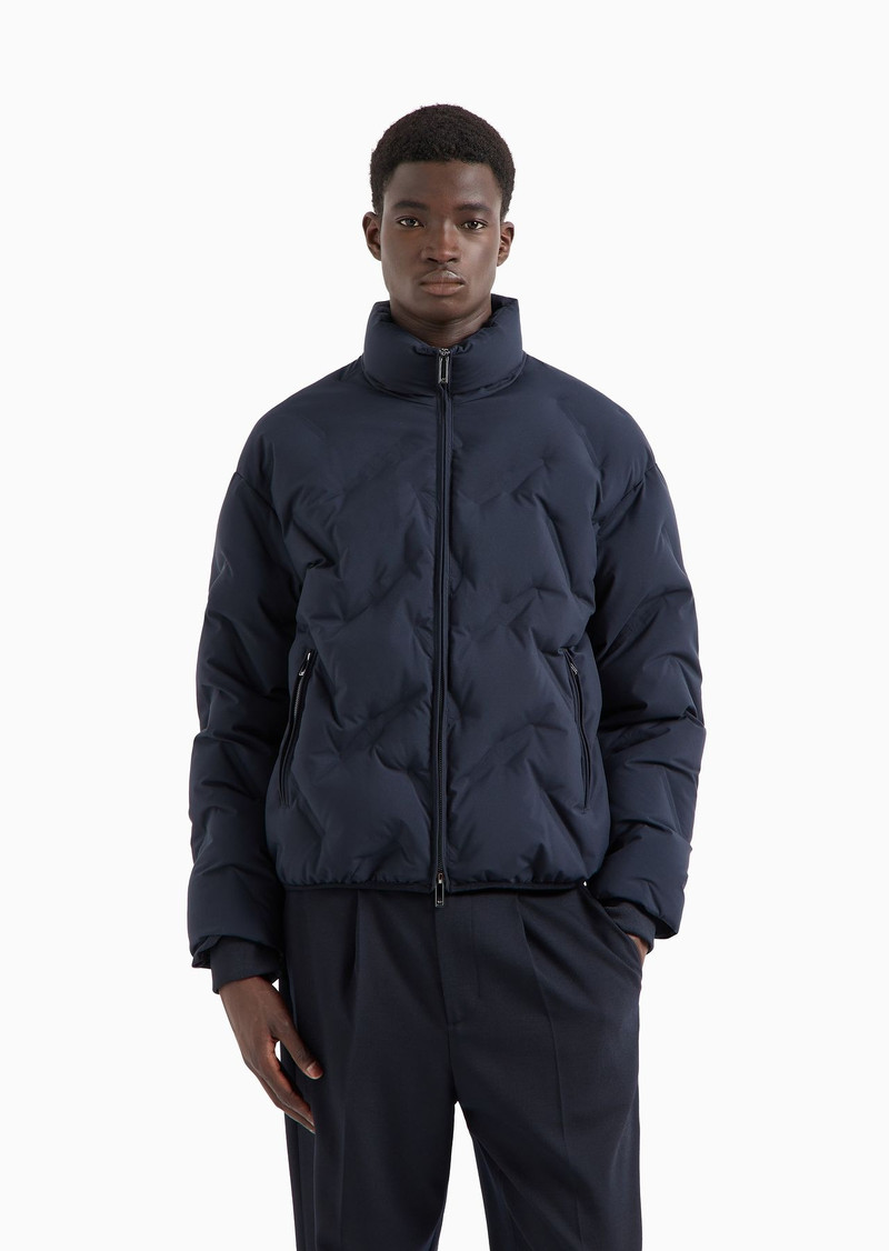 Full-zip nylon down jacket with all-over matelassé-effect micro eagle 2