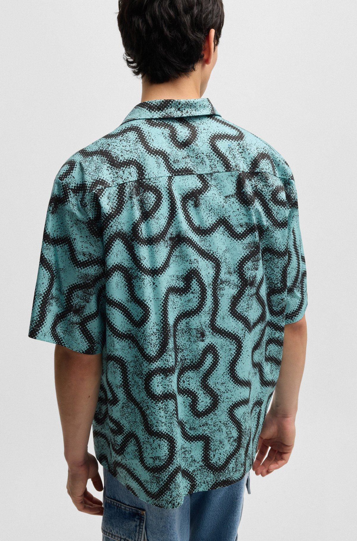 RELAXED-FIT SHIRT IN PRINTED COTTON POPLIN - 5