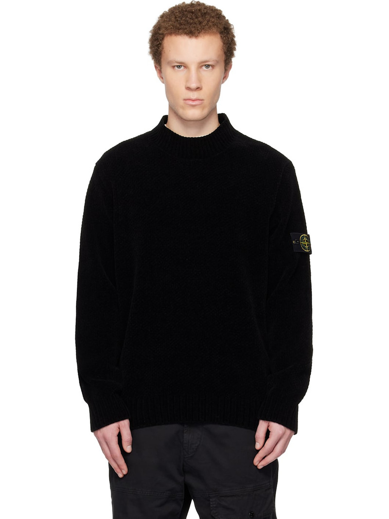 Black 5100005 Moss Stitch Cotton Chenille Sweater 1