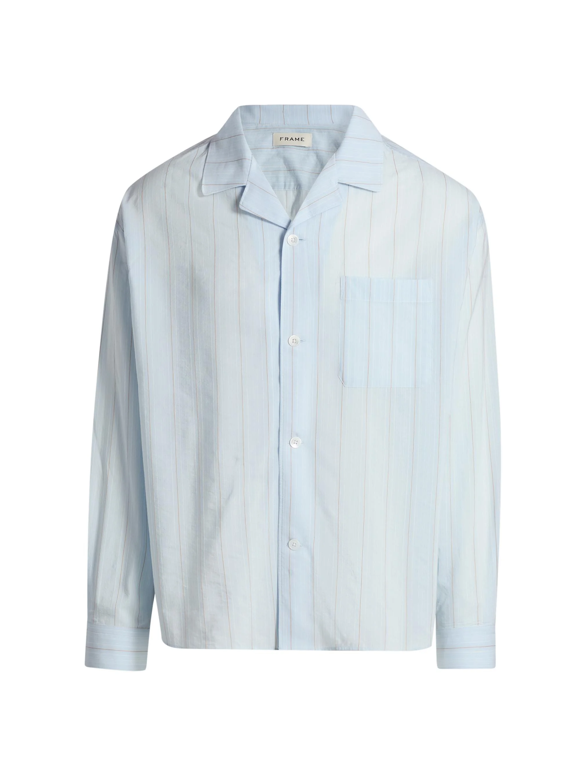 Men's Striped Pajama-Style Shirt - Blue Stripe - 1