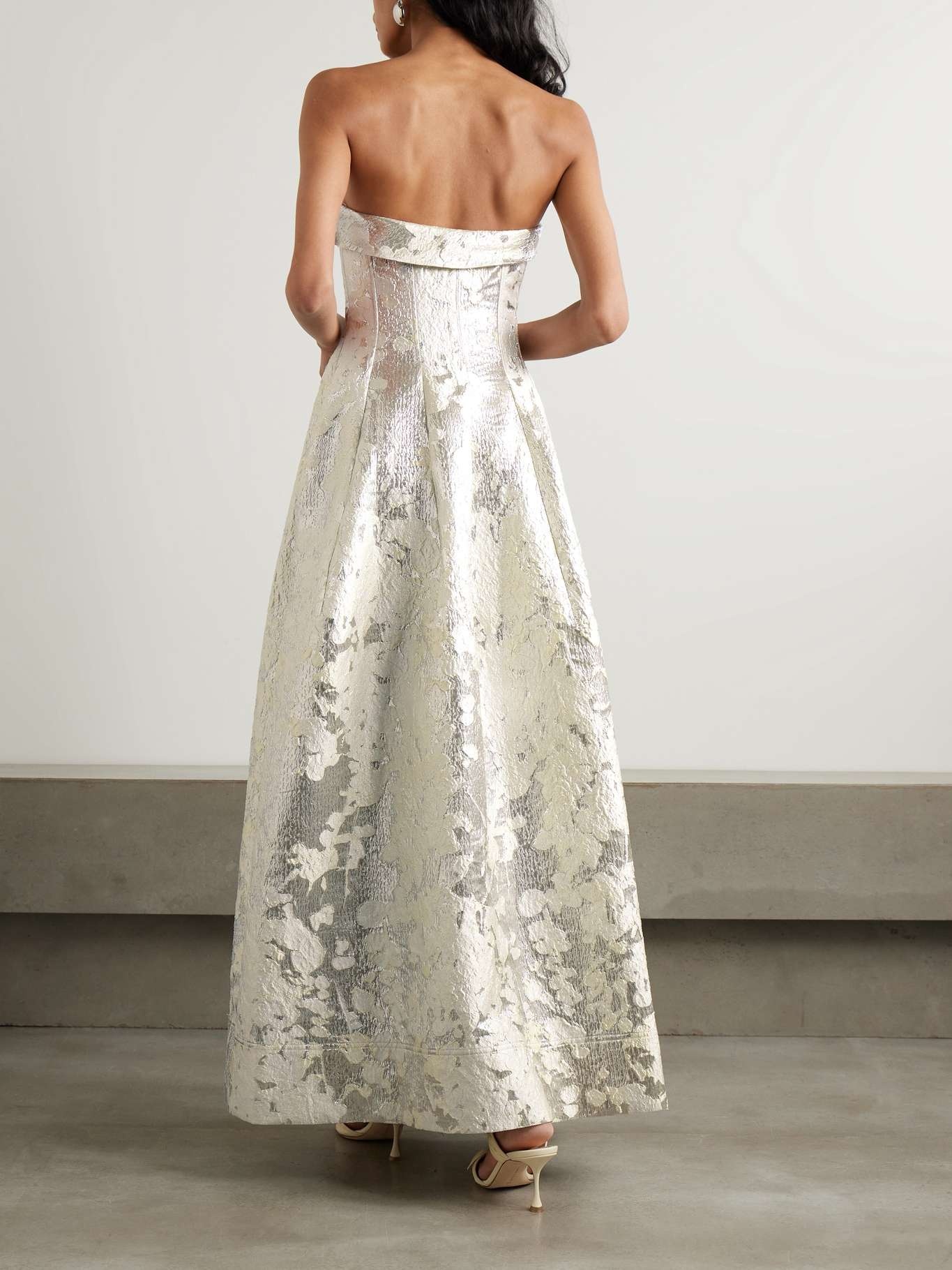 Octavia strapless metallic brocade gown - 3