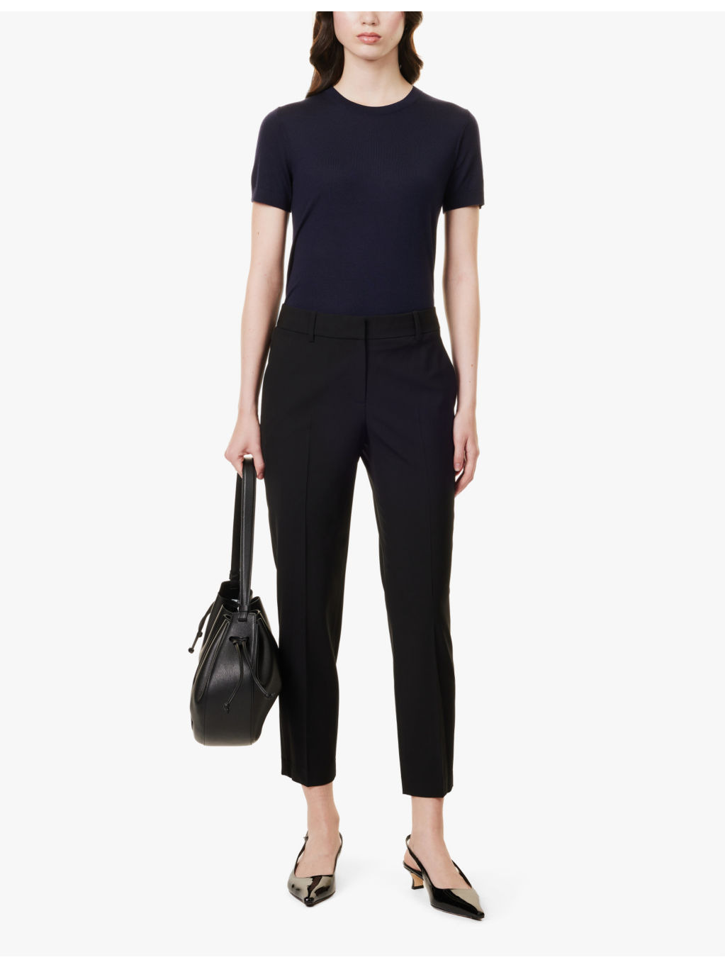 Round-neck ribbed wool-blend top - 2