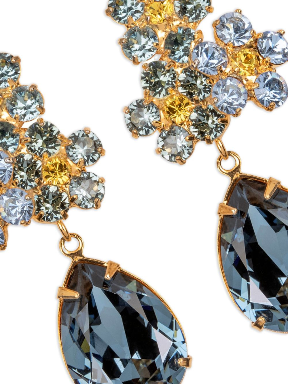 Lauretta crystal-flower pear-drop earrings - 3