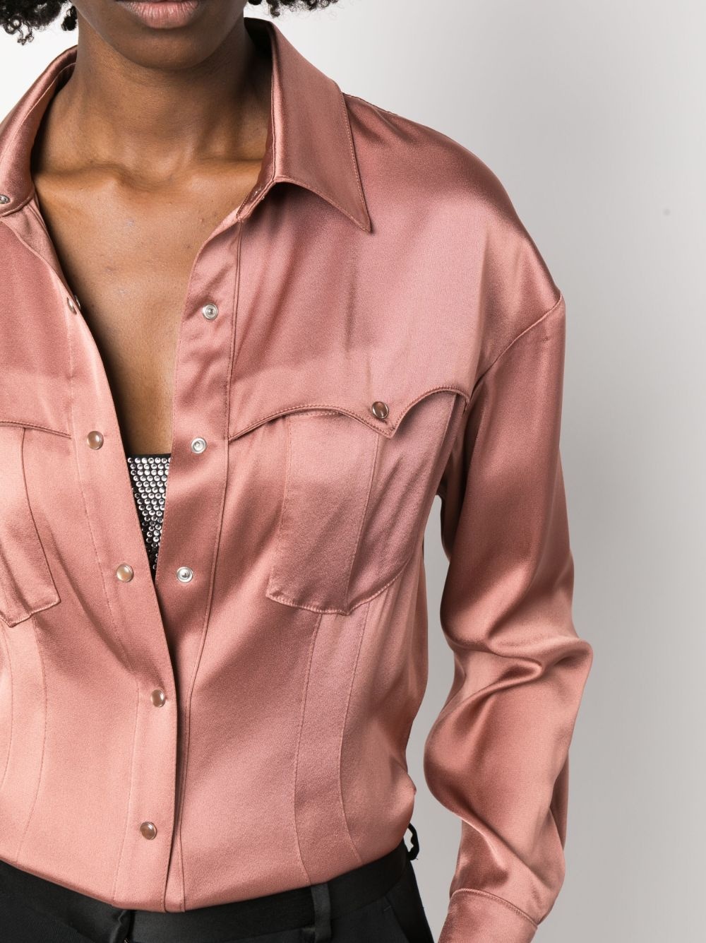 Western-style satin shirt - 5