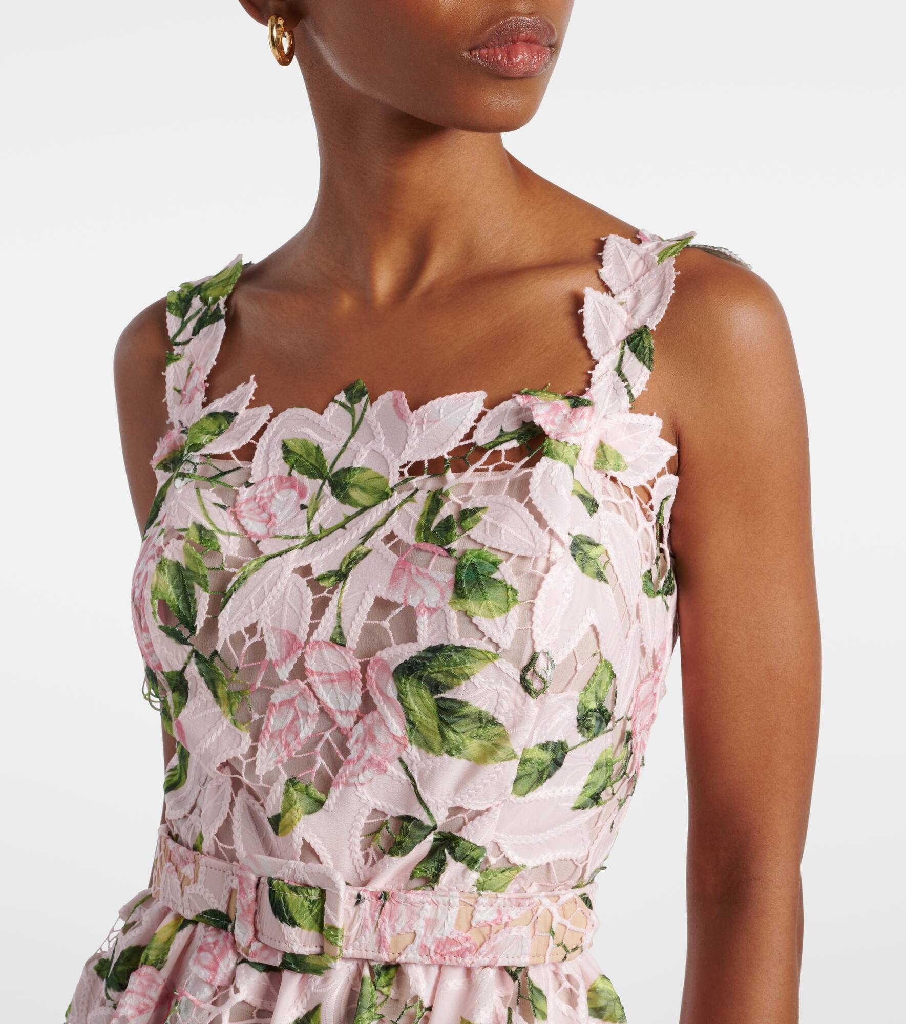 Floral guipure cocktail dress - 4