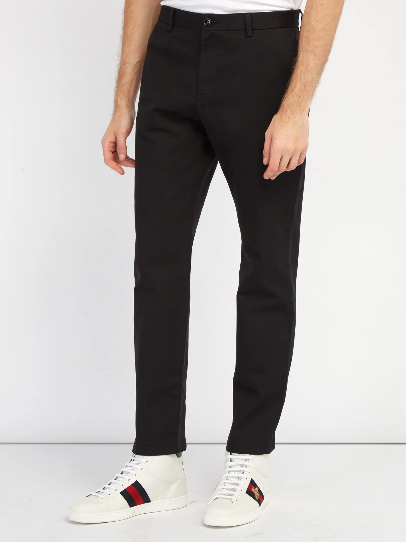 Embroidered cotton chino trousers - 4