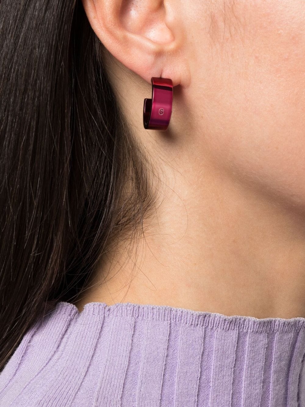 embossed-logo hoop earrings - 3