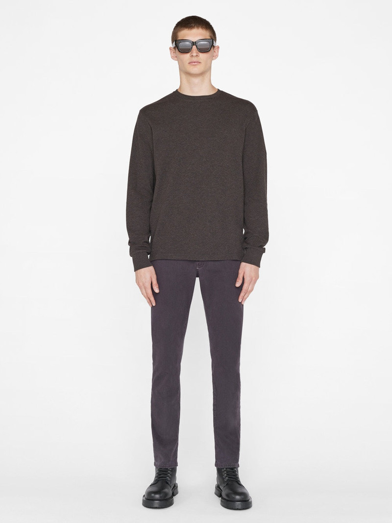 FRAME Duo Fold Long Sleeve Crew in Heather Espresso outlook