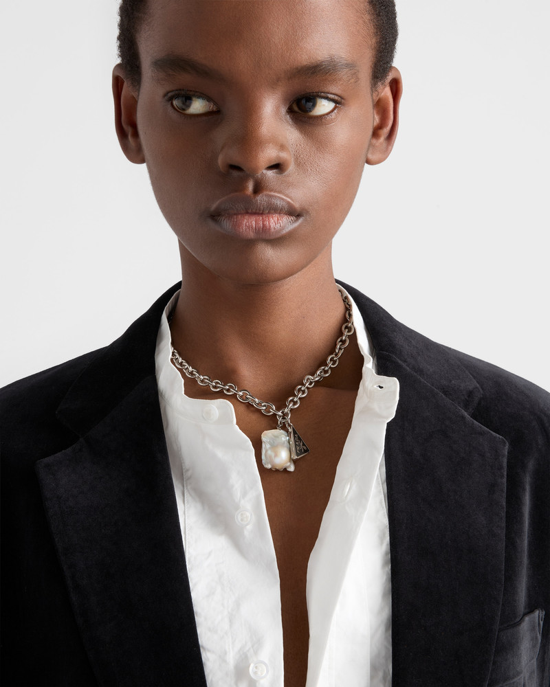 Prada Metal necklace with pearl outlook