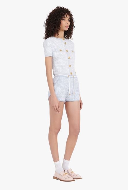 Bicolor knit shorts with Balmain monogram - 7