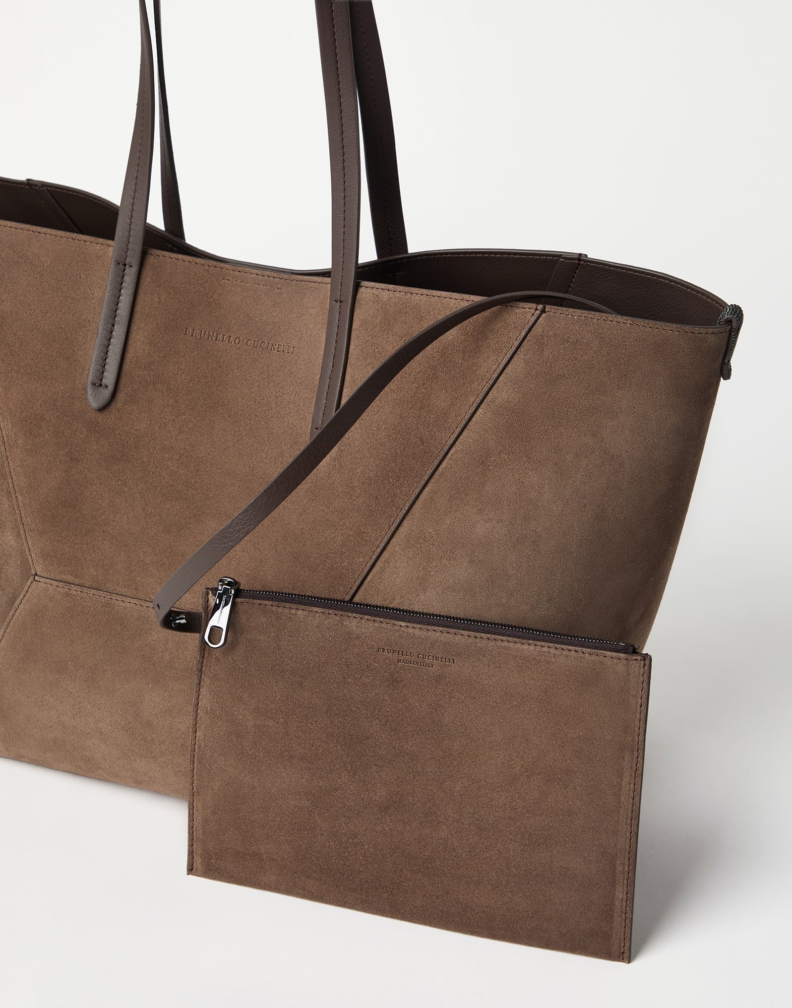 Suede shopper bag with monili - 5