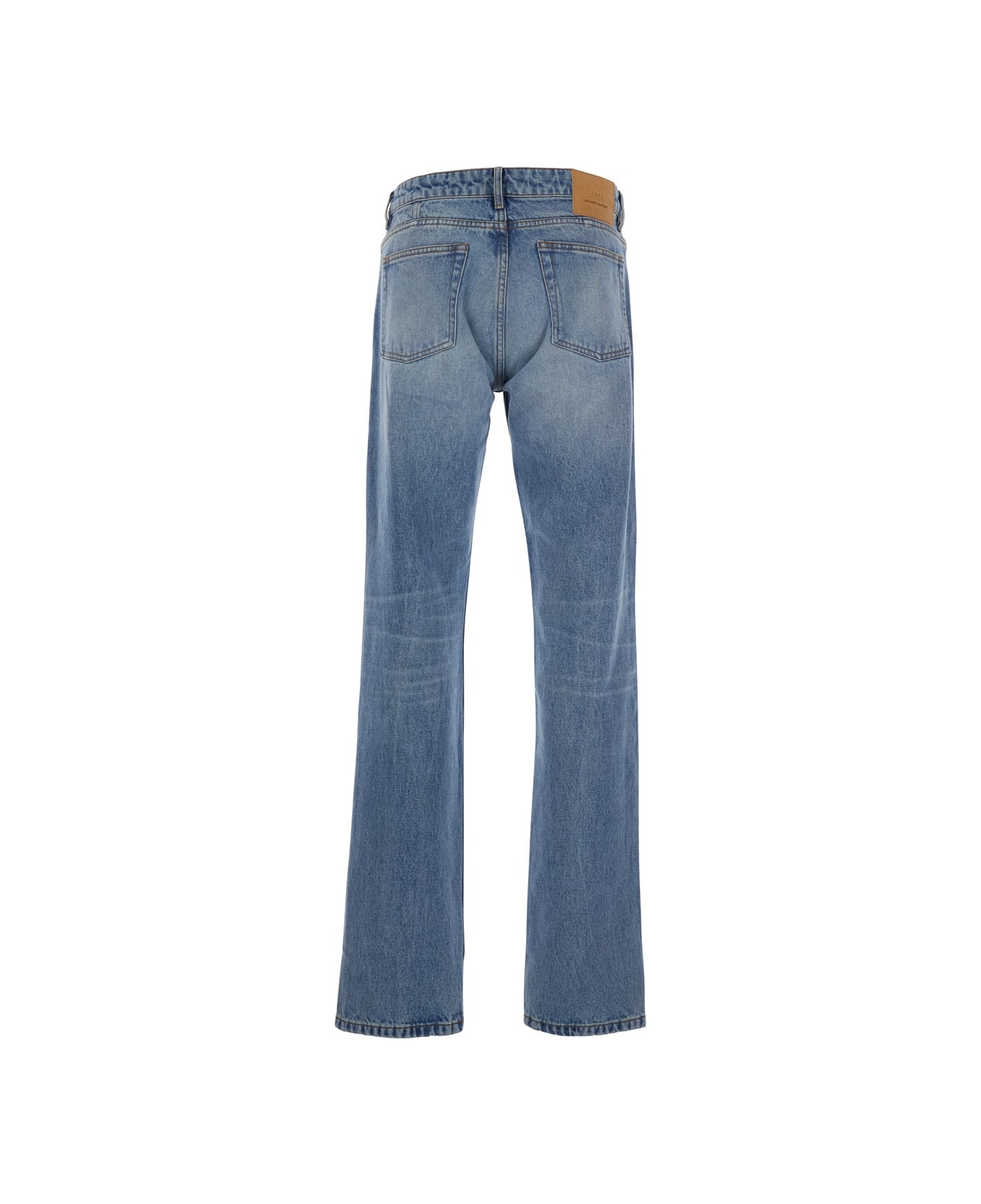 Blue Jeans With Belt Loops And Logo Patch On The Rear In Denim Man - 2