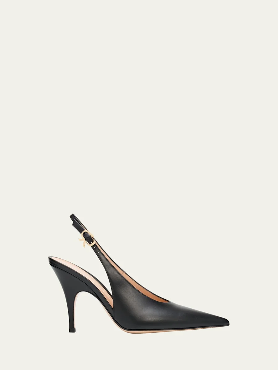 95mm Sofia Leather Slingback Pumps - 1