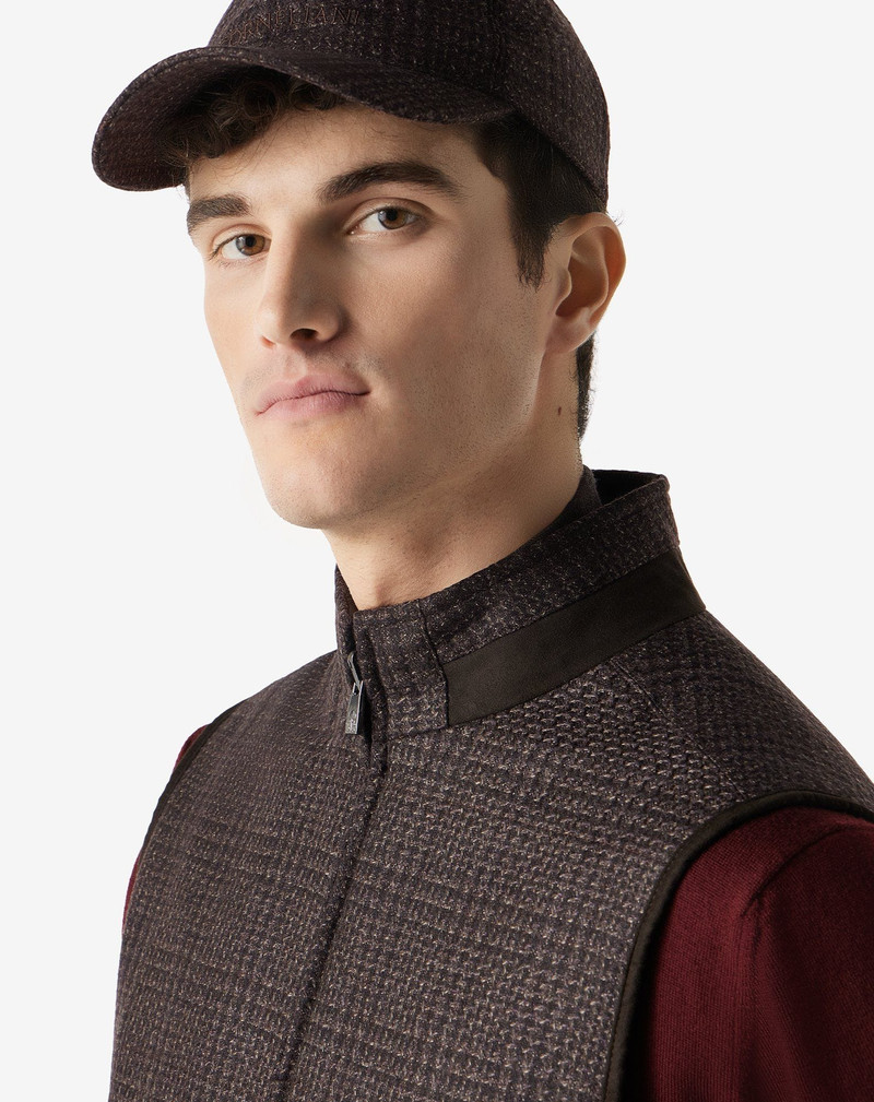 Brown reversible pure wool gilet 4