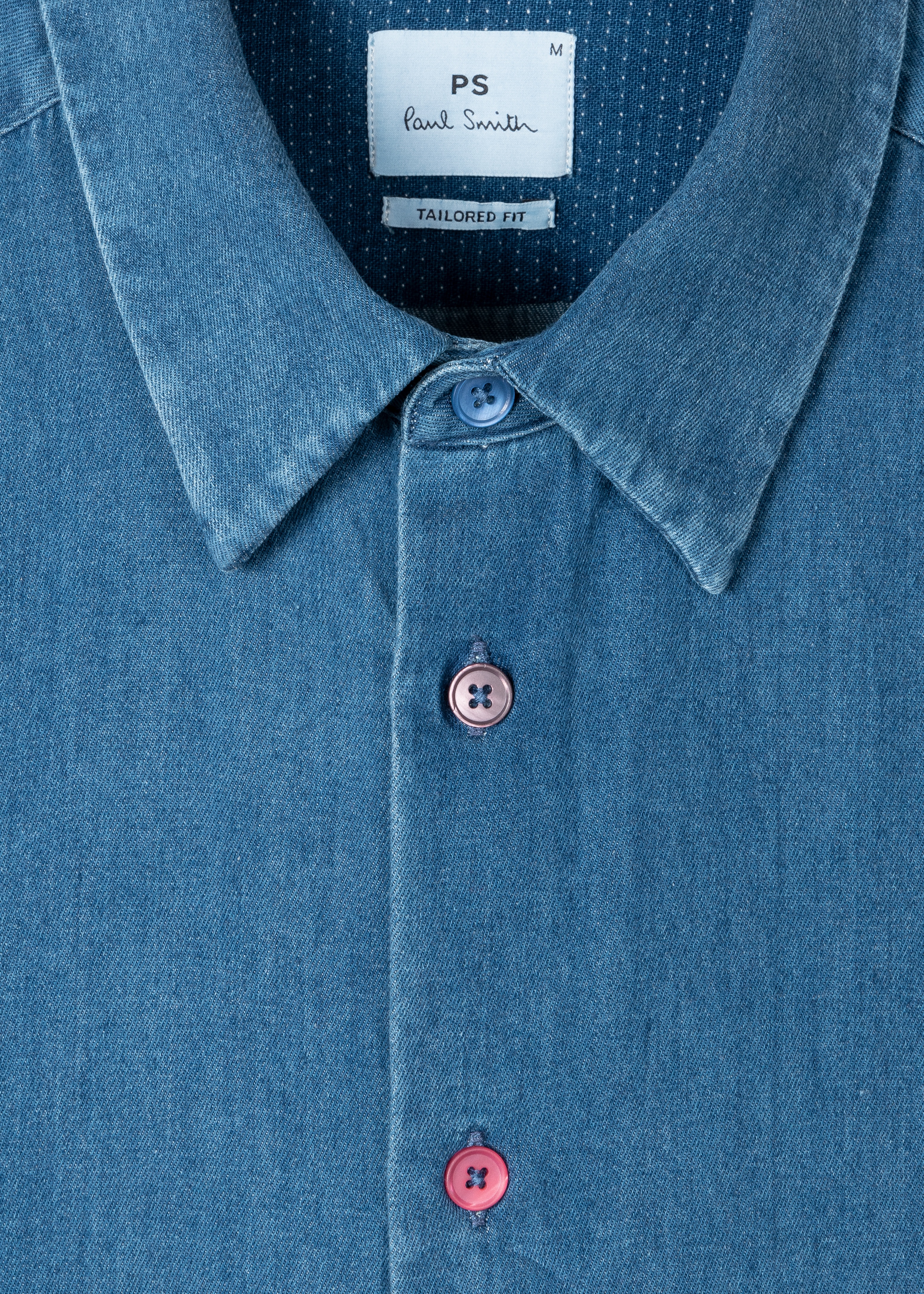 Tailored-Fit Mid-Wash Denim Shirt - 2