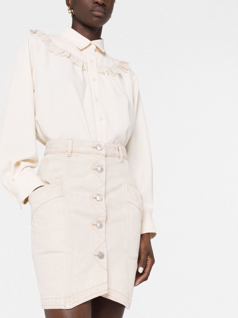 buttoned-up high-waisted skirt - 5