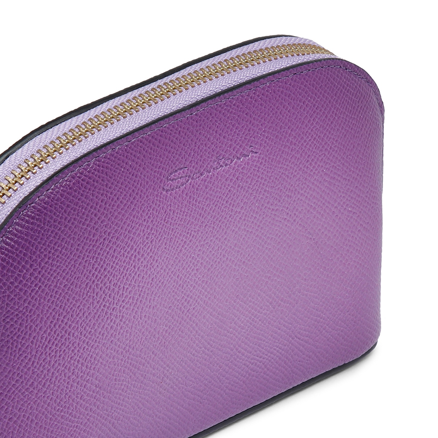 Purple Saffiano leather pouch - 5