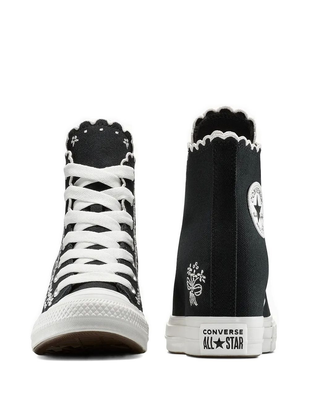 embroidered scalloped-edge sneakers - 4