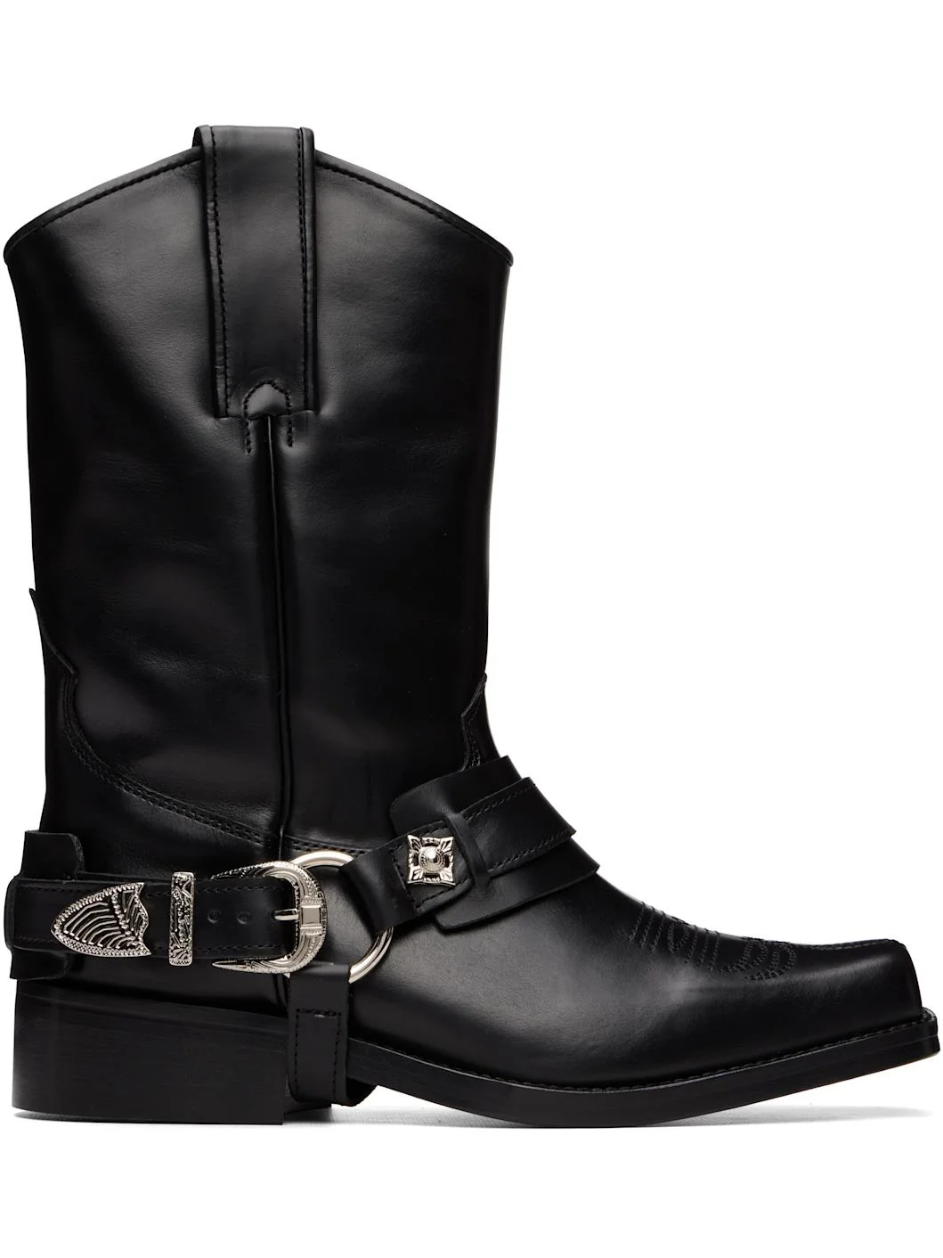 Black Hard Leather Boots - 1