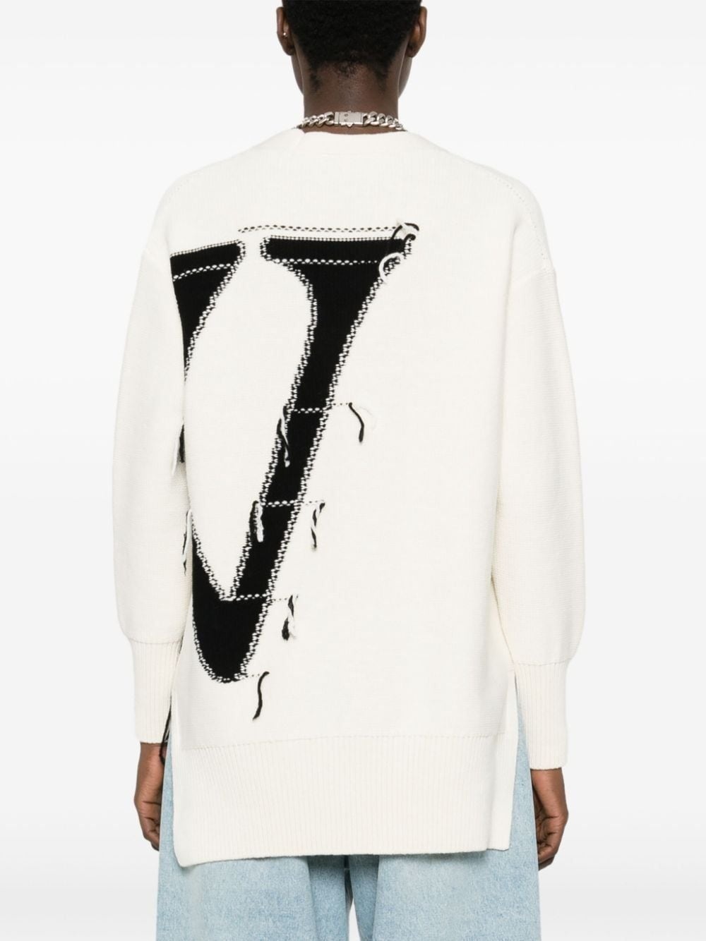 Ow Maxi Logo wool cardigan - 4