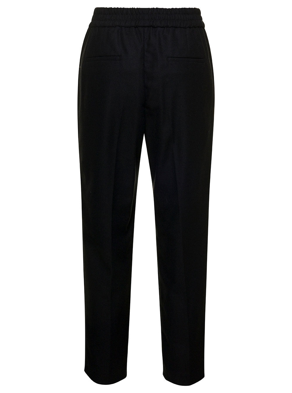 Moncler Women Black Jogger Pants With Logo Patch In Wool Blend Woman - 2
