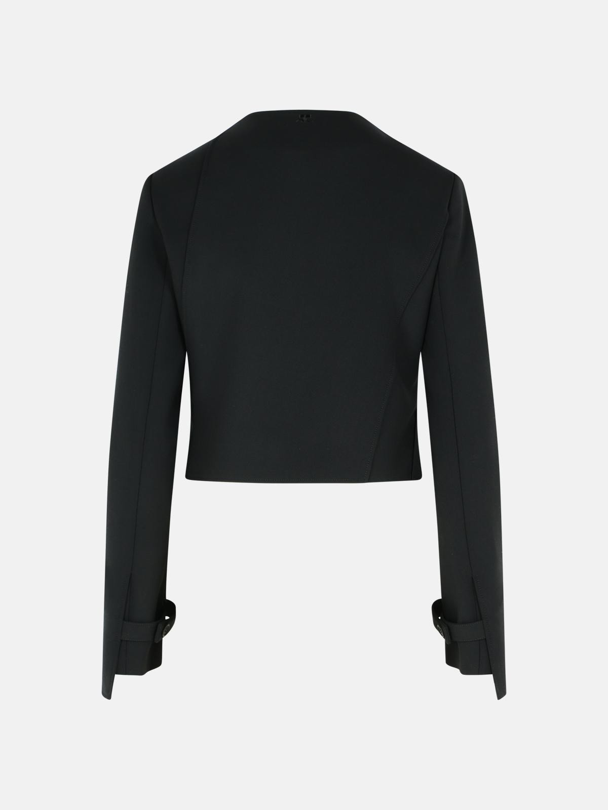 'OBLIQUE' BLACK WOOL BLEND JACKET - 3