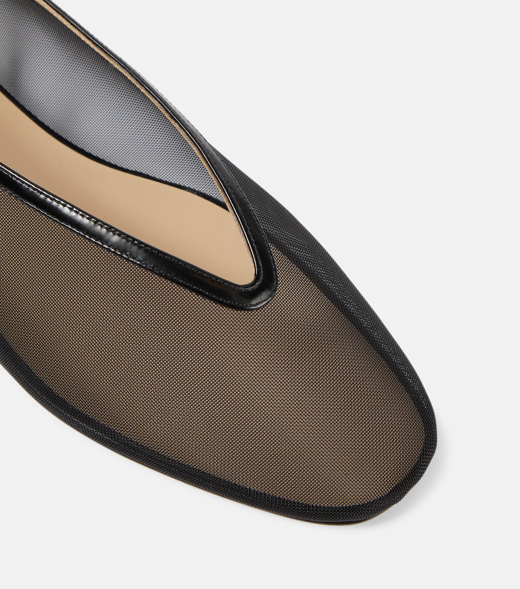 Luna leather-trimmed mesh ballet flats - 6