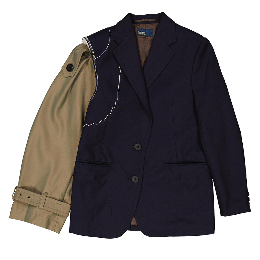 Kolor Ladies Navy Deconstructed Panelled Single-Breasted Blazer - 5