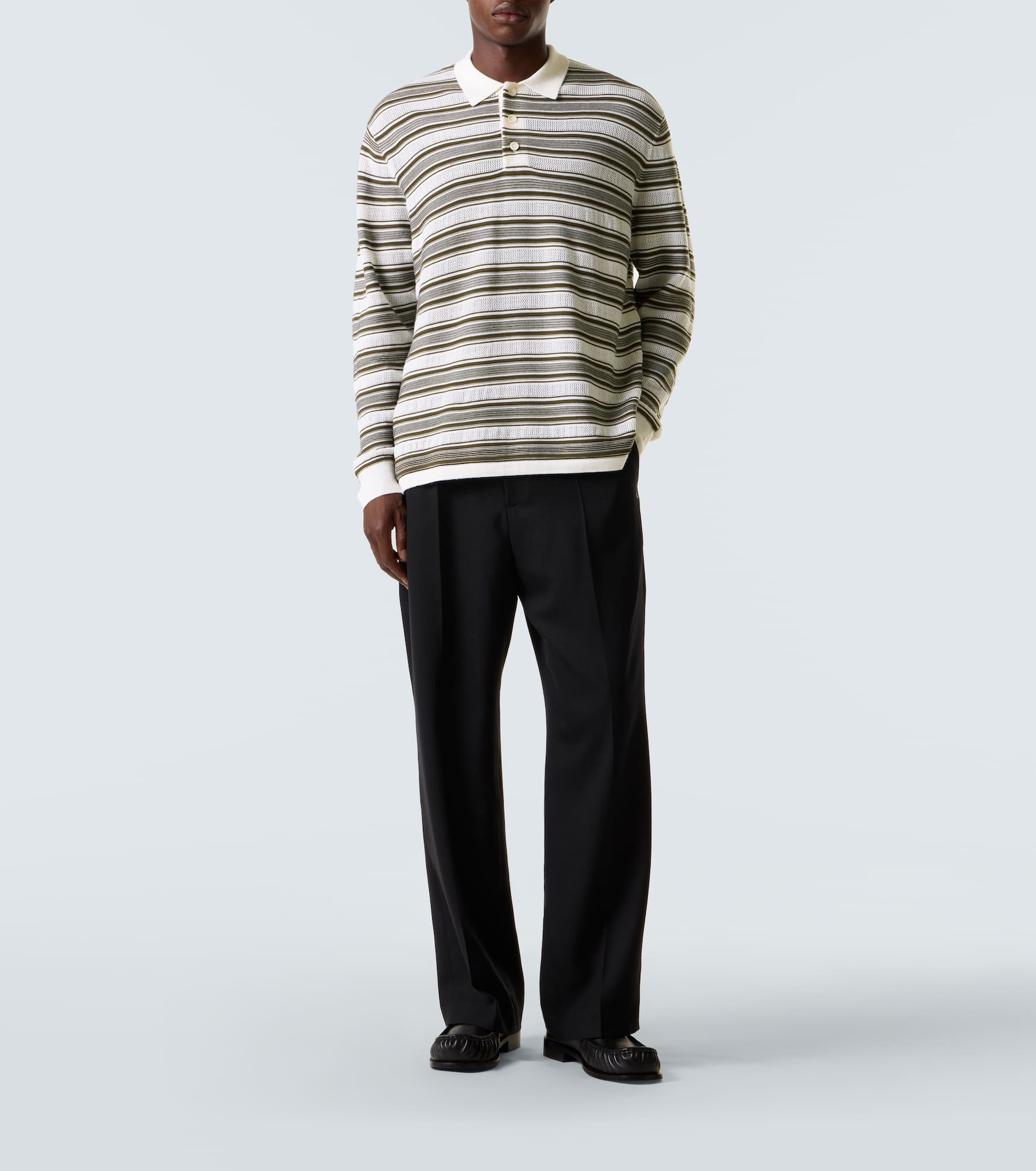 Samuel striped wool-blend polo sweater - 2