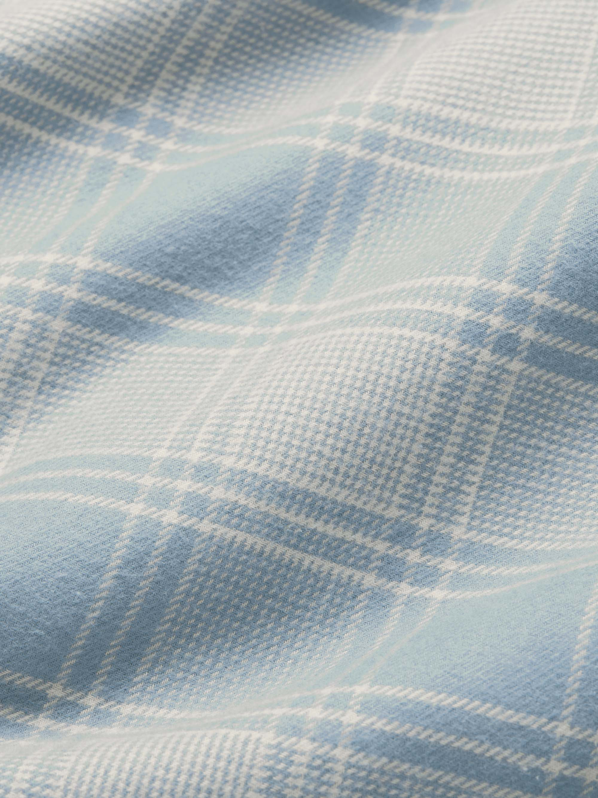 Men's Classic Fit Pajamas Kelburn Brushed Cotton Storm Blue & Ecru Check - 6