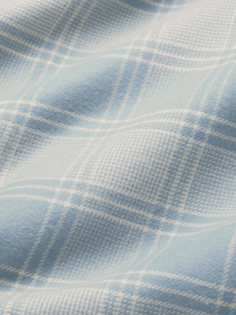 Men's Classic Fit Pajamas Kelburn Brushed Cotton Storm Blue & Ecru Check 6