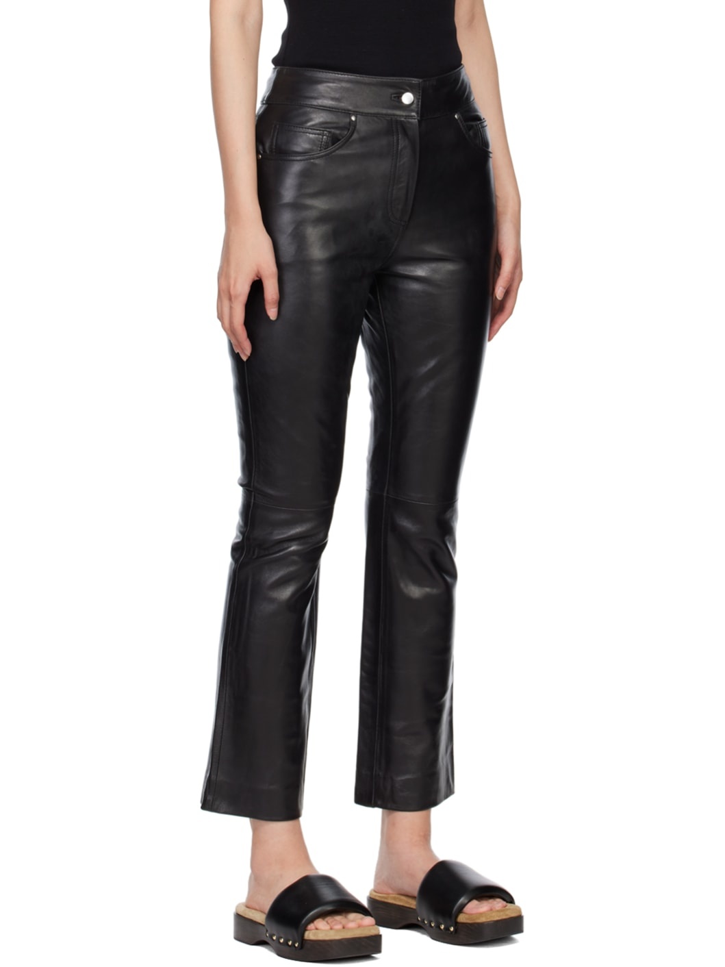 Black Avery Leather Pants - 2