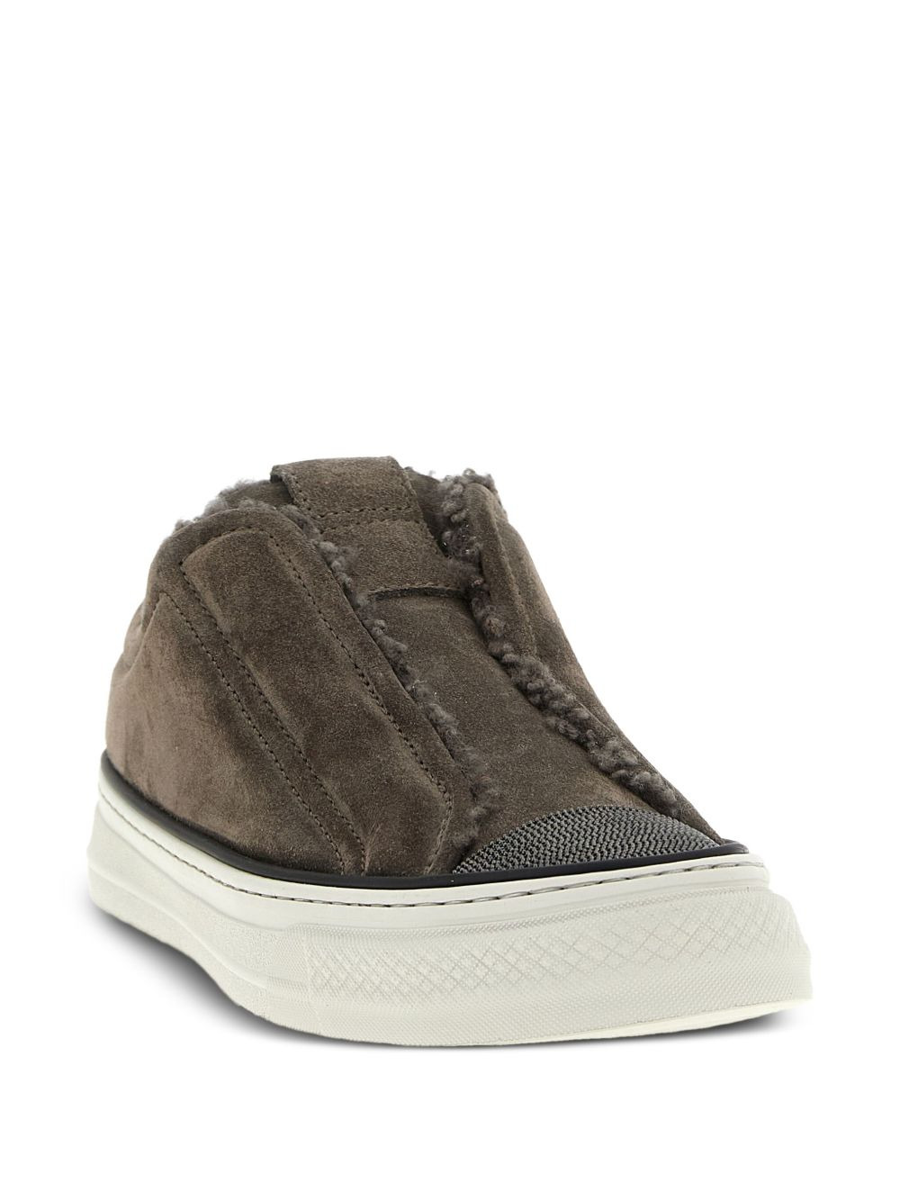 shearling-trim sneakers - 2