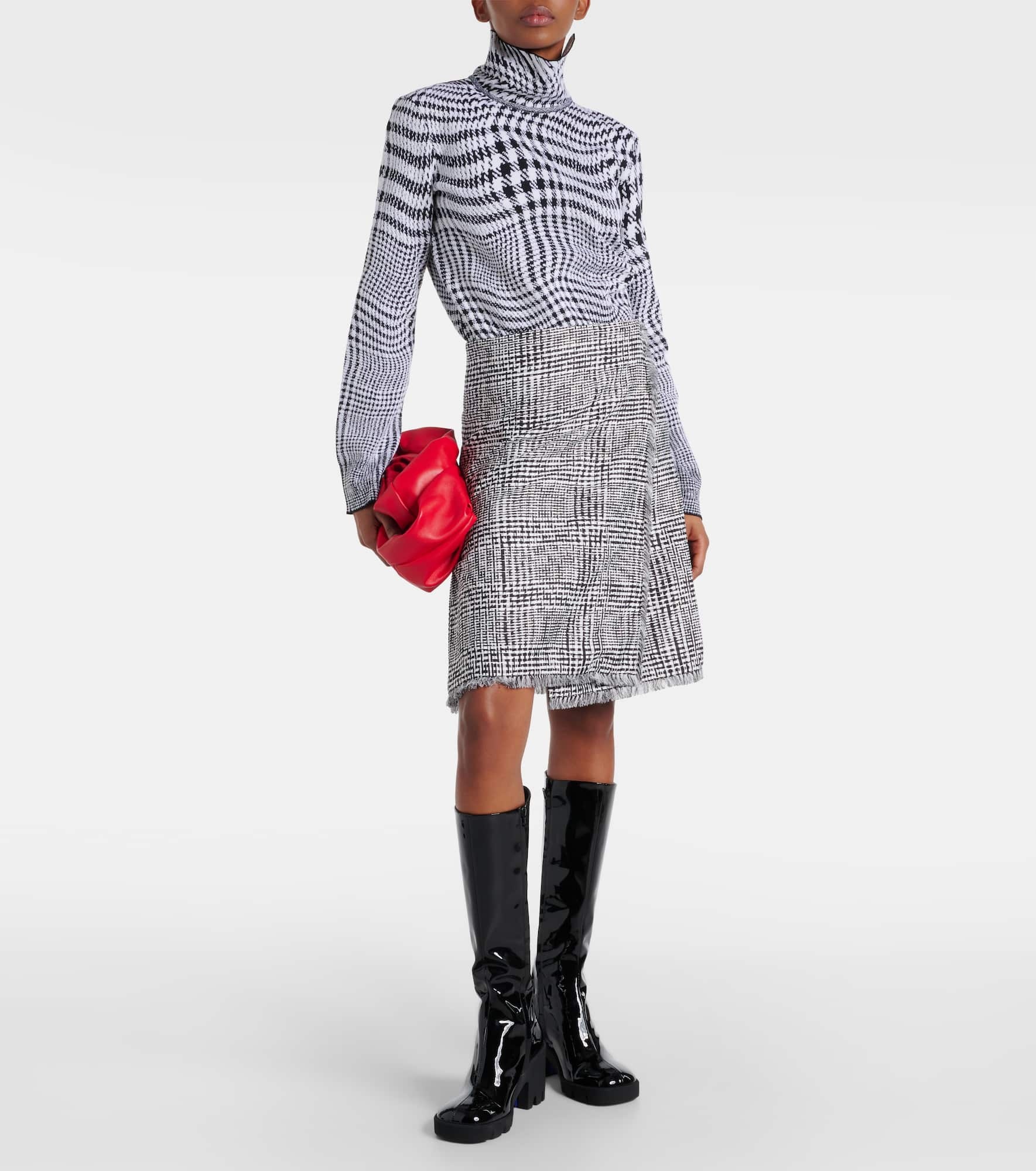 Houndstooth wool-blend turtleneck sweater - 2
