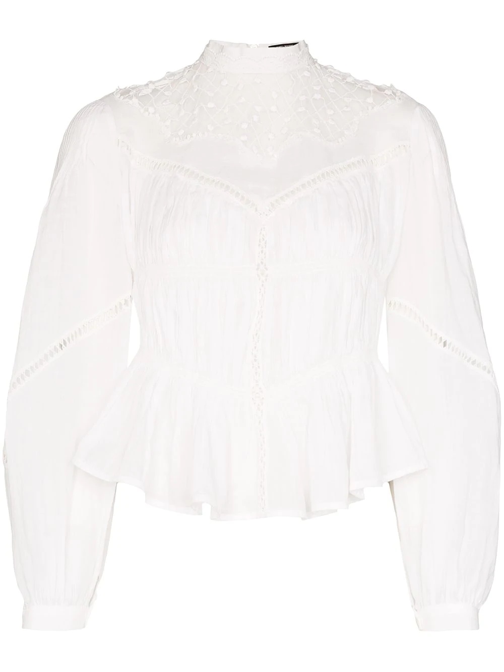 ruched bell sleeve blouse - 1