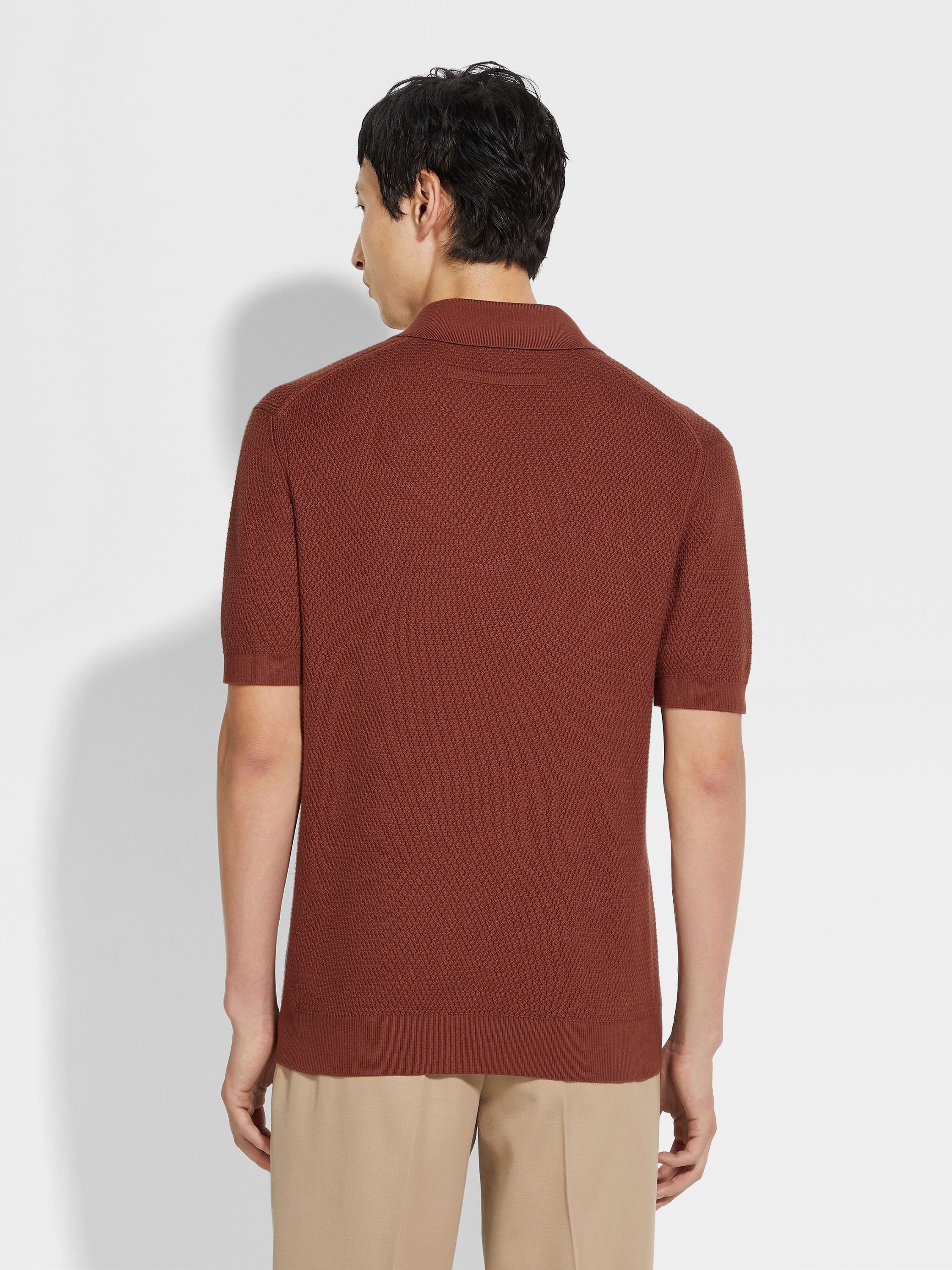 BRICK RED PREMIUM COTTON POLO SHIRT - 5